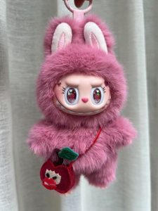 strawberry labubu is handmade and each one is unique