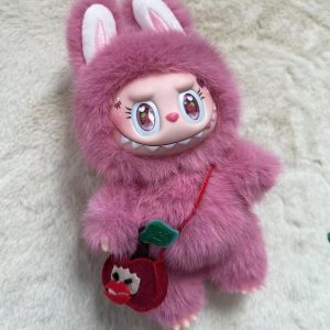 strawberry labubu is handmade and each one is unique